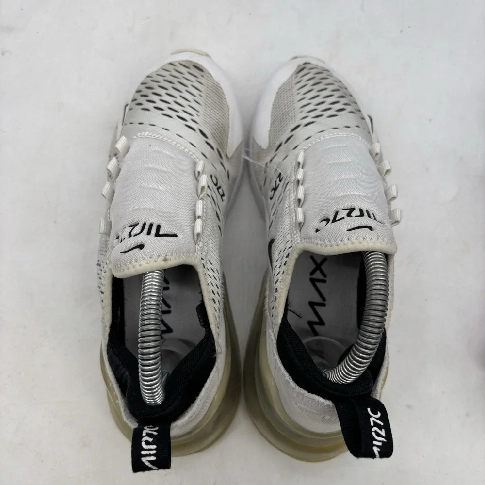 Nike Air Max 270 Shoes Womens 7.5 White Black Shoes Sneakers AH6789-100 No Laces